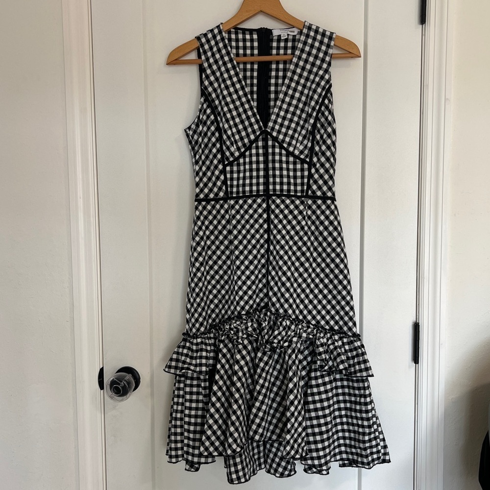 TOME Gingham Ruffle Hem Dress